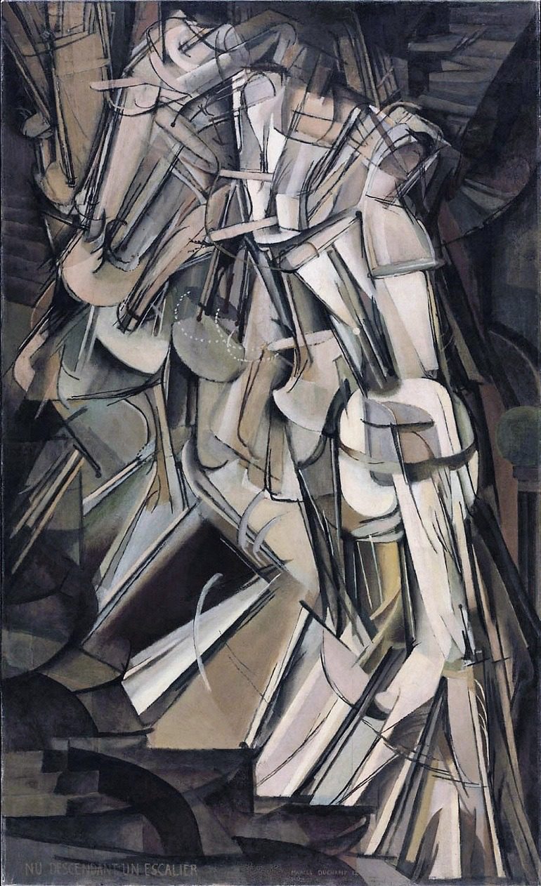 Image: Nude Descending a Staircase (No. 2), an oil on canvas painting by Marcel Duchamp is one the works in Marcel Duchamp and the Fountain Scandal, at the Philadelphia Museum of Art