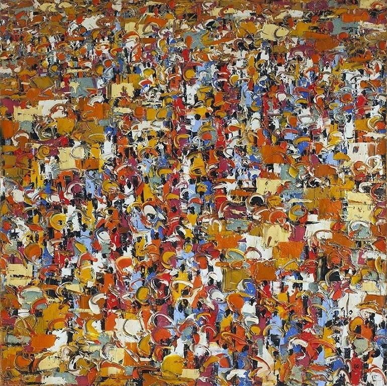Image: Market Innuendos, an oil on canvas by Ablade Glover, presented at the October Gallery during London Contemporary African Art Fair