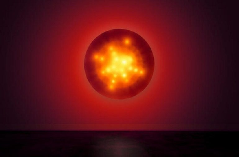 Image: Using Plexiglas, wood, incandescent colored bulbs, custom software and electrical hardware, artist Leo Villareal create Sunburst, 2002 that sold in an auction topped by a painting by Keith Haring