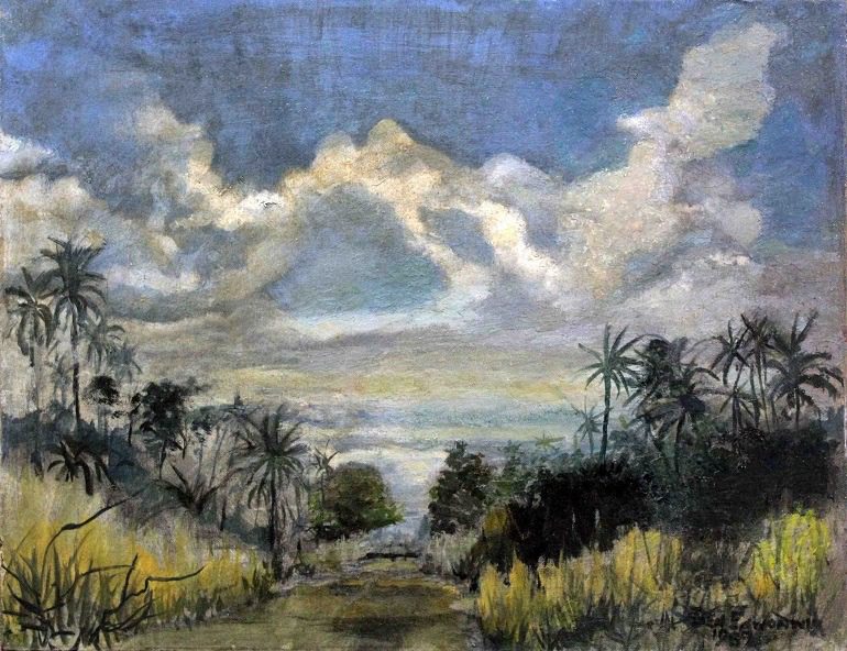 Image: 'Untitled (Landscape) by Ben Enwonwu on display at 1:54 Contemporary African Art in London