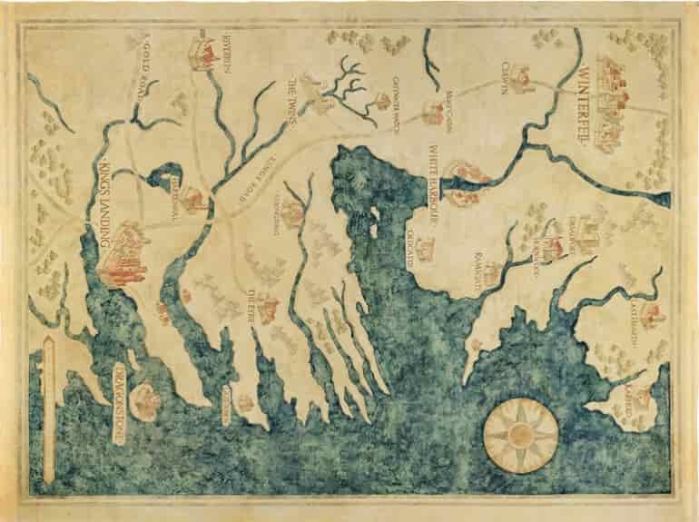 Map of Westeros from Game of Thrones. One of the props from the show that was part of Game of Thrones Auction