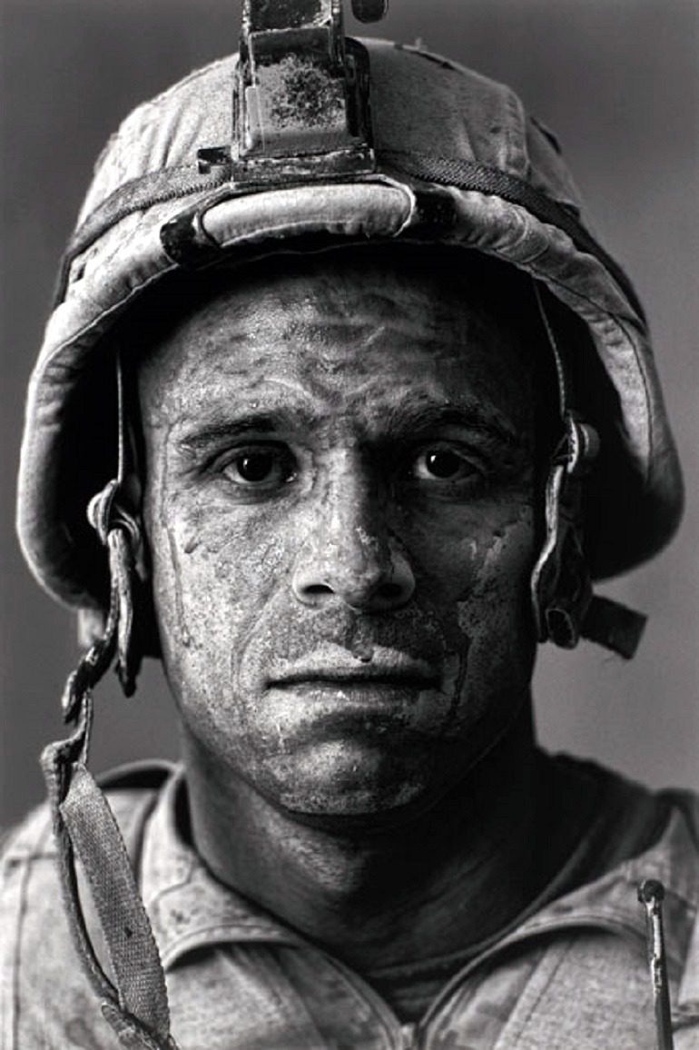 Image: Photograph by Louie Palu (Canadian, b. 1968) captures a U.S. Marine Gysgt. Carlos "OJ" Orjuela, age 31, Garmsir District, Helmand Province, Afghanistan