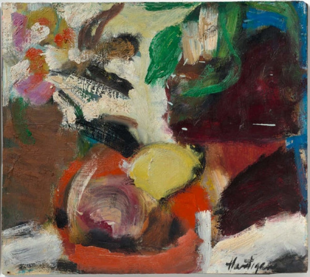 The Red Bowl, an oil on canvas painting by Grace Hartigan whose works are on display in By Their Creative Force: American Women Modernists at the Baltimore Museum of Art as part of the celebration of women artists