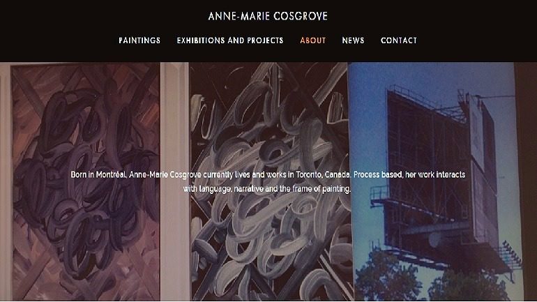 Image: Anne -Marie Cosgrove site Homepage with a short biography and her works 