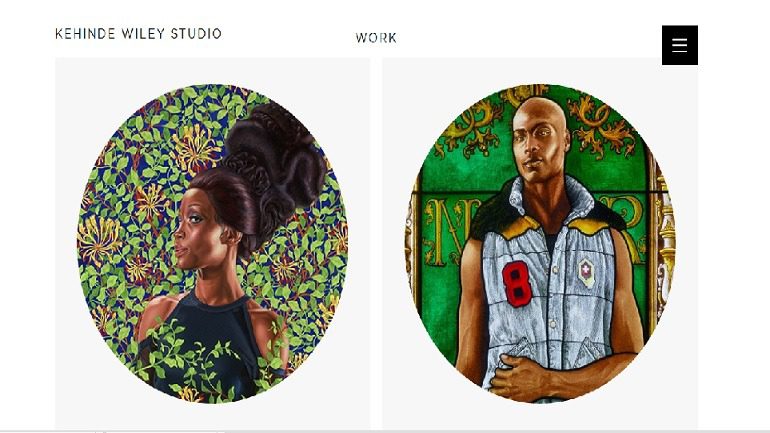 Image: Kehinde Wiley's site presents his artworks with cohesive theme, and that is why it is one of Artcentron top sites