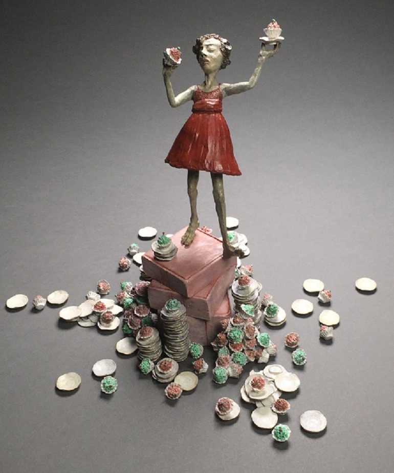 Image: Enough, a bronze sculpture by Native American artist Holly Wilson on display at the Eiteljorg Museum as part of the Native Art Now exhibition.