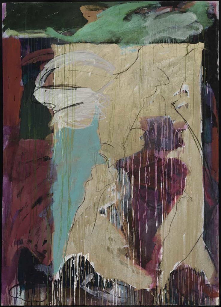 Running Freed More Slaves Than Lincoln Ever Did, an oil and mixed media on cotton canvas painting by Mary Lovelace O’Neal now in collection of the BMA