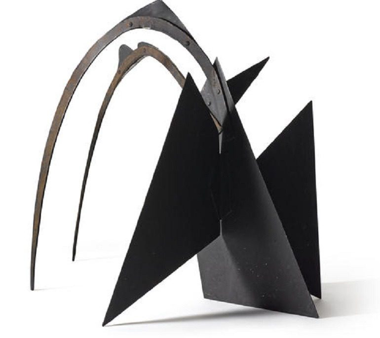 Image- Alexander Calder, a celebrated American sculptor created this metalic sculpture titled Araignée. Although a Maquette, it is a beautiul sculpture