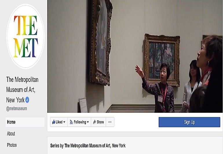 Image: Screenshot of the Metropolitan Museum of Art (Met), Facebook Page showing one of the curators talking to an audience