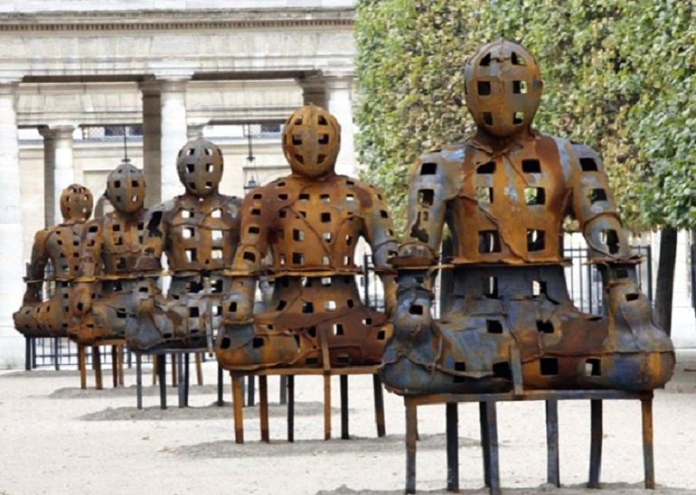 Image: Metal sculpture of Guardians by Xavier Mascaró, whose works are presently on display at the Saatchi Gallery, London 