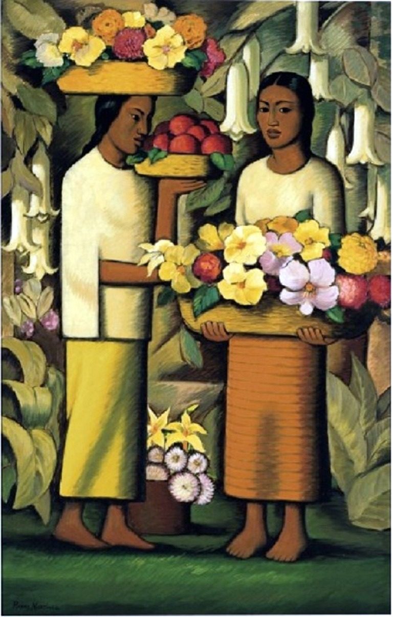 Image: Alfredo Ramos Martínez oil on canvas painting titled Mujeres con flores -Latin American Art