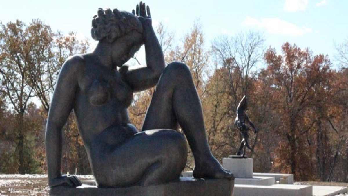 Sculpture Garden - Aristide Maillol ( French, 1861-1944), The Mountain 1937, in the Saint Louis Art Museum sculpture garden