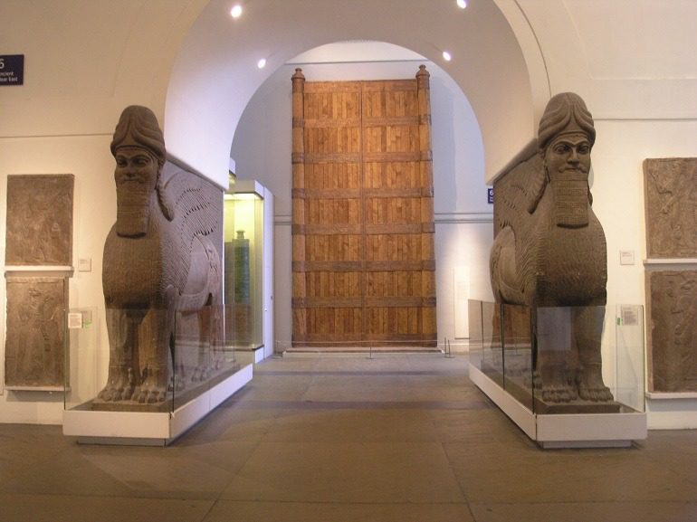 Image: Assyrian Gateway Human Headed Winged Lions 'Lamassu' from the North West Palace of Ashurnasirpal II in Nimrud at The British Museum is a good example of one the artifacts destroyed by the Islamic State ISIS