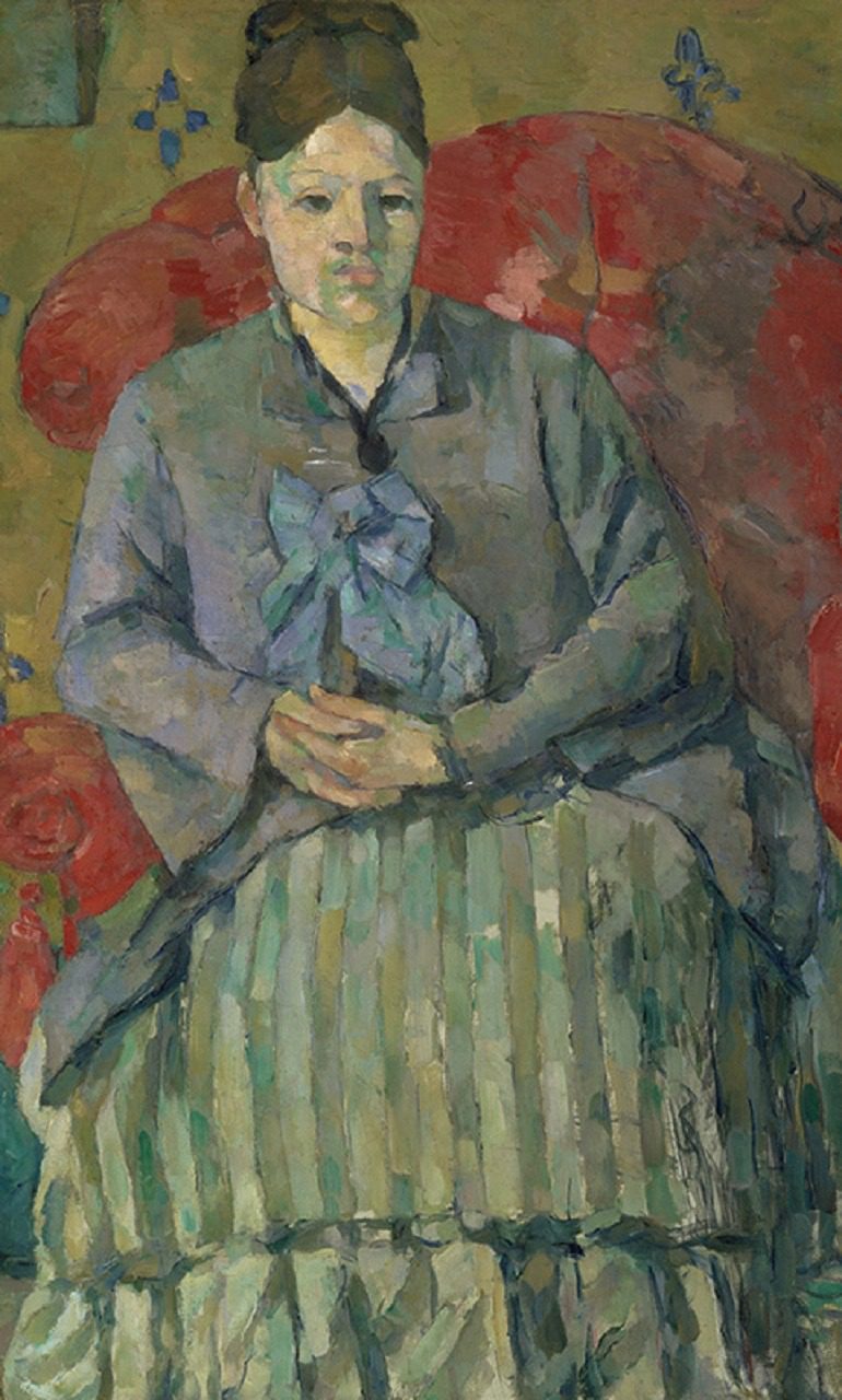 Madame Cézanne in a Red Armchair (Madame Cézanne in a Striped Dress), ca. 1877 by Paul Cézanne (French, 1839–1906) is an Oil on canvas 