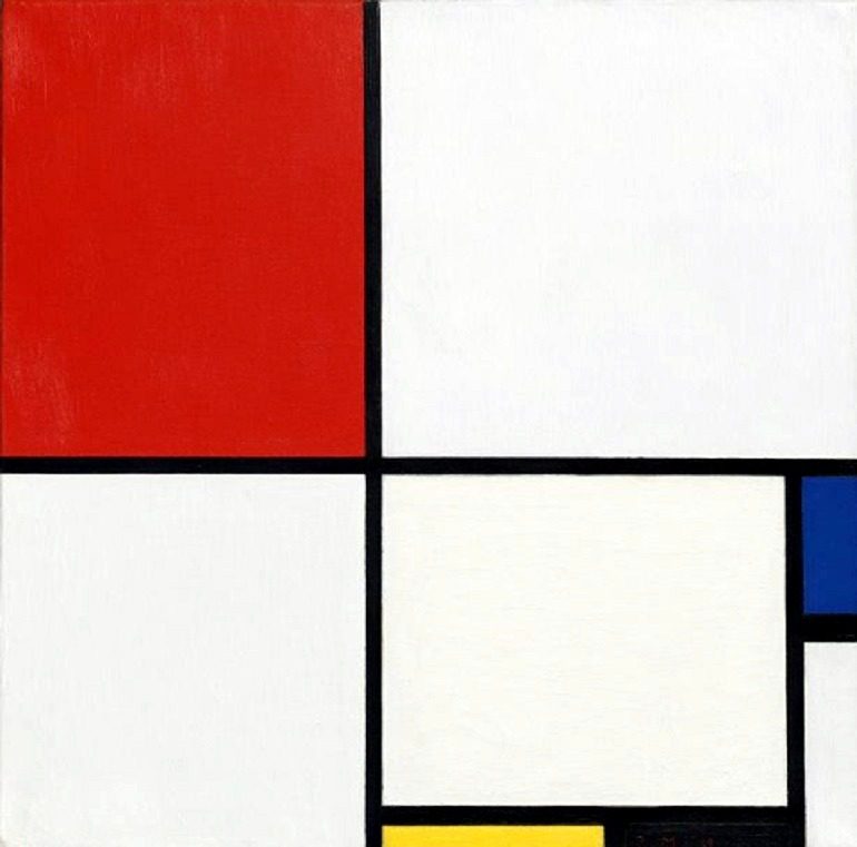 Image: Piet Mondrian: Composition No. III (Composition with Red, Blue, Yellow and Black), is an oil on canvas painting executed in 1929