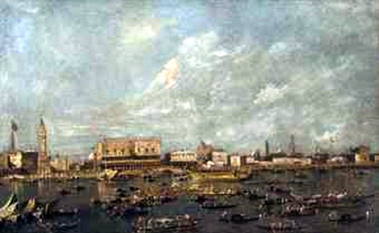 Image: Francesco Guardi (Venice 1712-1793), Venice, the Bacino di San Marco with the Departure of the Bucintoro, oil on canvas was bought by an Asian collector