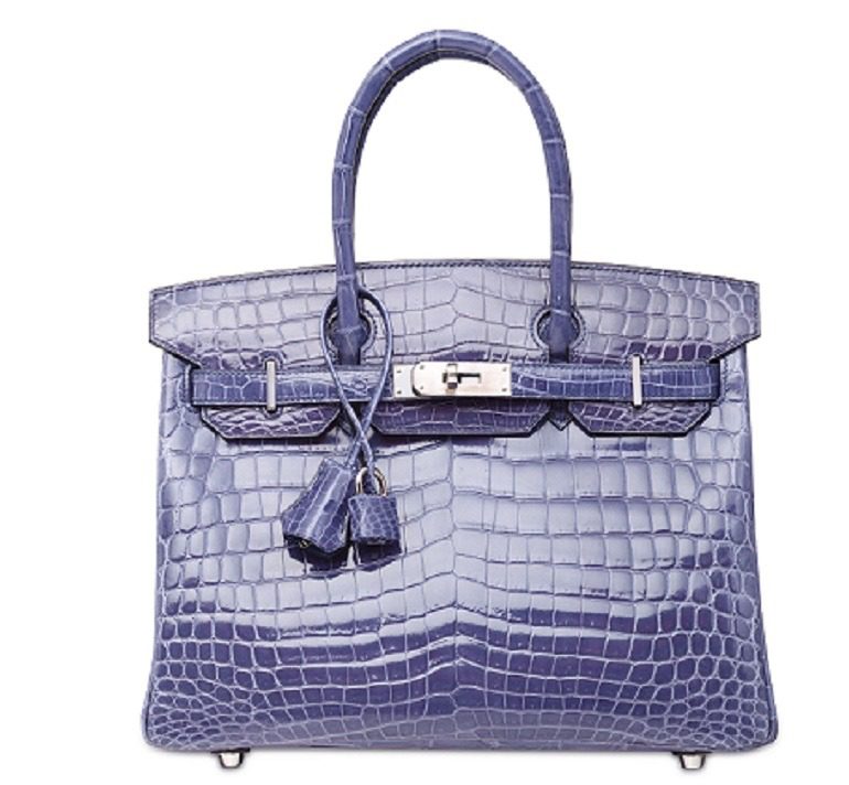 Image: A Shiny Bleu Brighton Niloticus Crocodile Birkin 30 with Palladium Hardware, Hermès, 2010 handbag