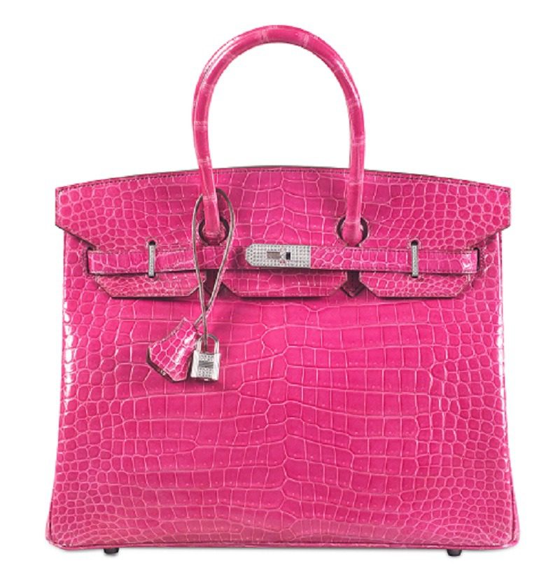 Image: Shiny Fuchsia Porosus Crocodile Diamond Birkin 35 with 18k White Gold & Diamond Hardware, Hermès, 2014 handbag