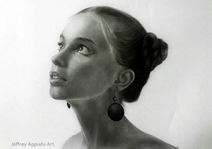 Image: Portrait drawing of a woman by Jeffrey Appiatu, a member of Art Drawings Facebook group