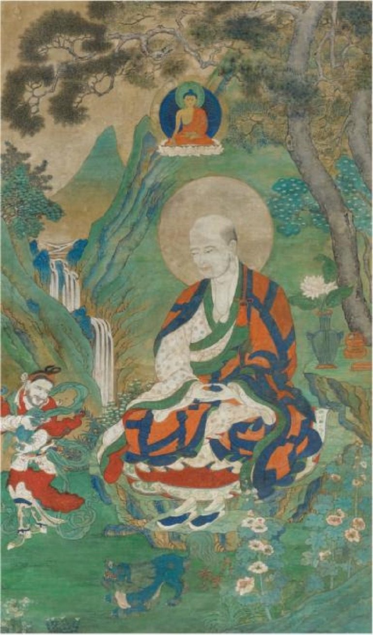 Image: Arhat Cudapanthaka, Sino-Tibetan, Ming Dynasty, 15th–early 16th century, distemper on cloth, 103 x 59.5 cm is one the works to feature at Fine Art Asia