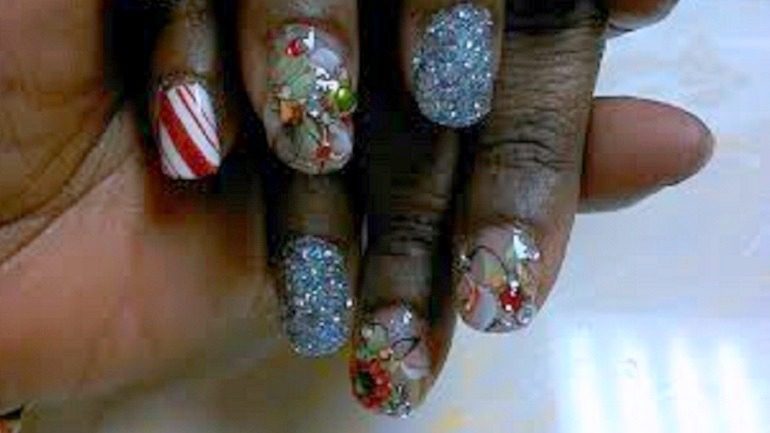 Holiday Bling nail art designs