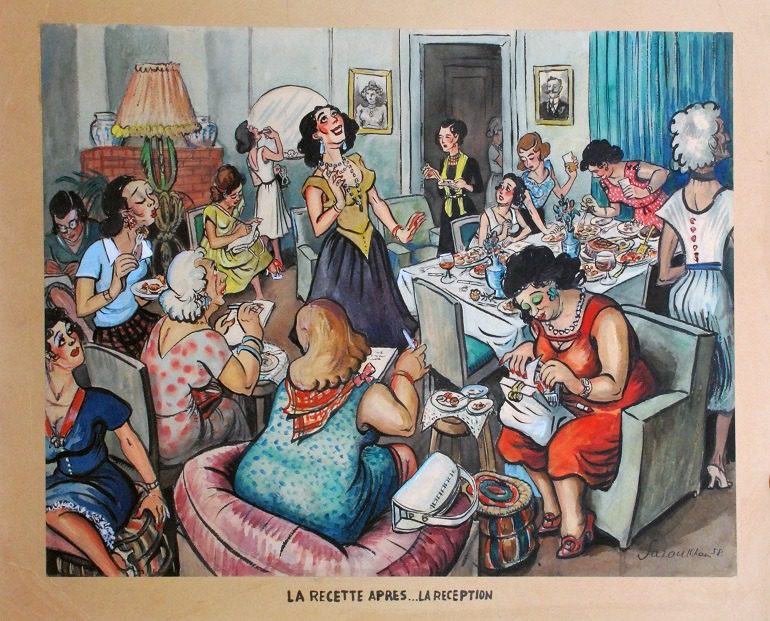 Image: La Recette Apres..La Reception by cartoonist Alexander Saroukhan, whose cartoons helped shaped Egypt's Editorial cartoons