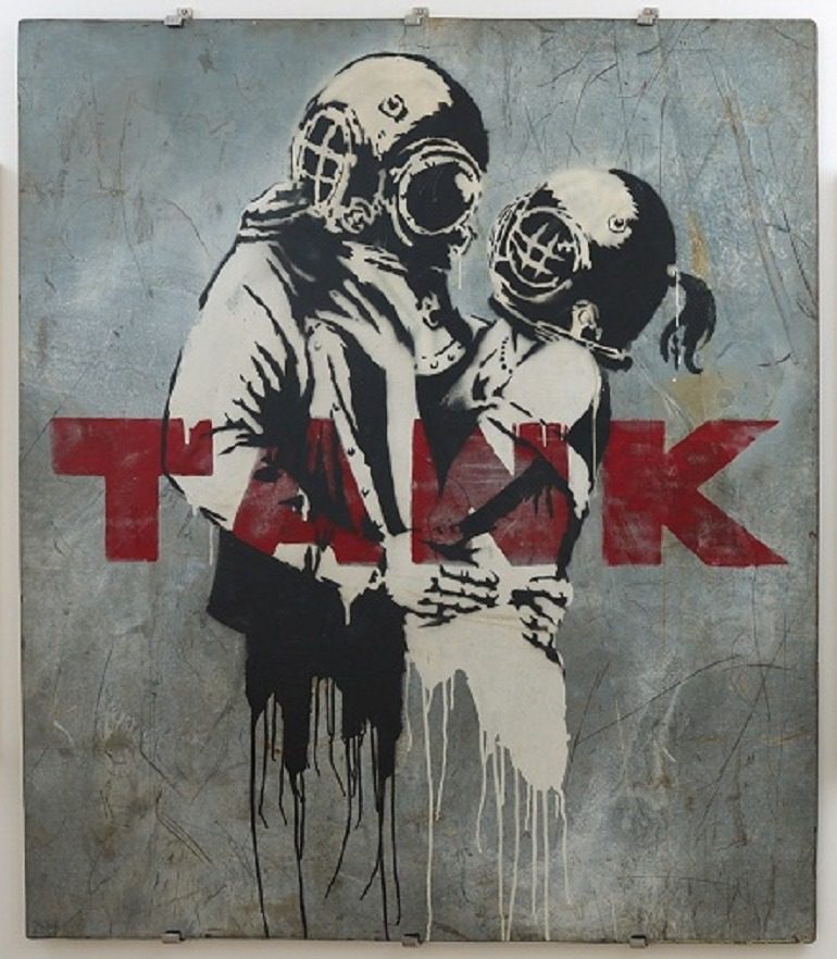 Image: Think Tank by Banksy is one of the works on display in War, Capitalism & Liberty in Rome