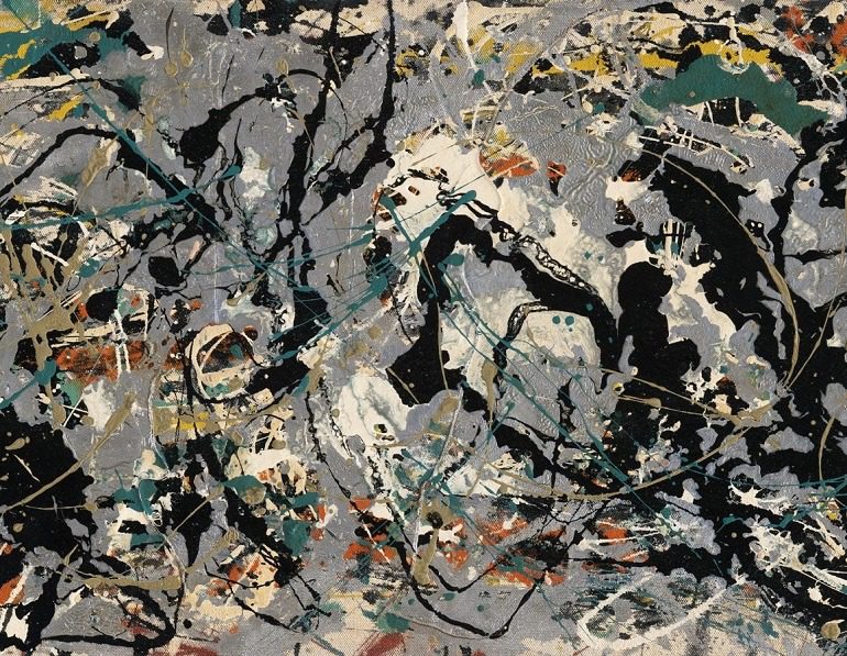 Modern Art- Jackson Pollock's Number 10, 1949 (detail), 1949, is one of the paintings examining modern art history at the Museum of Fine Arts, Boston