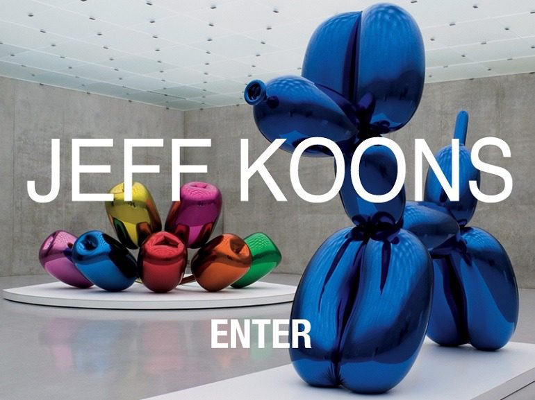 Image: Jeff Koons sculpture welcoming visitors to his websites, one our top ten websites