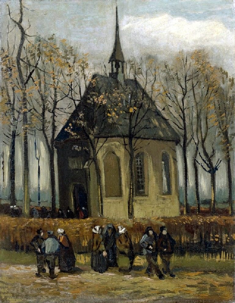 Image: Congregation Leaving the Reformed Church in Nuenen is one of the van Gogh paintings stolen from the Van Gogh Museum in 2004