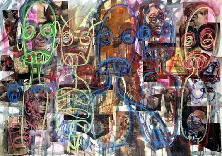 Image: Globalisation, a collage and oil paint on canvas painting by Aboudia Abdoulaye Diarrassouba was one of the Top 10 Contemporary African Art Sold at Africa Now