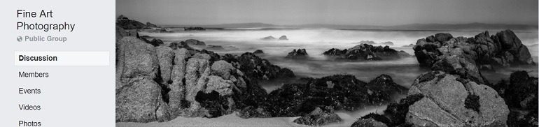 Image: A black and white landscape photograph on the banner of the Fine Art Photography Group, one of the Facebook Photography Groups that provide Photography tutorials and photography tips for aspiring and amateur photographers