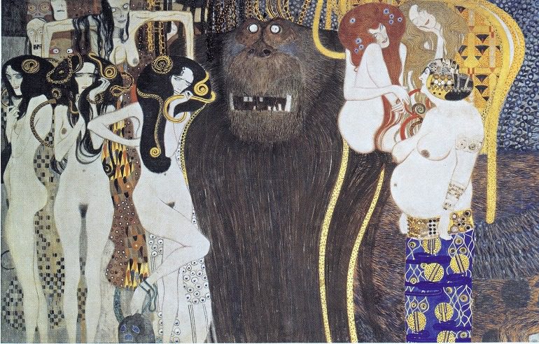 Image: The Enemy Forces (Die feindlichen Gewalten), a painting by Gustav Klimt, one of the famous artists in the international art scene