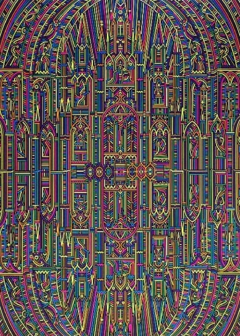 Image: Reflections-Cathédrale Notre Dame de Paris No. 3, a 2018 Acrylic on canvas painting Lu Xinjian on display at De Sarthe booth at the Art Basel Hong Kong