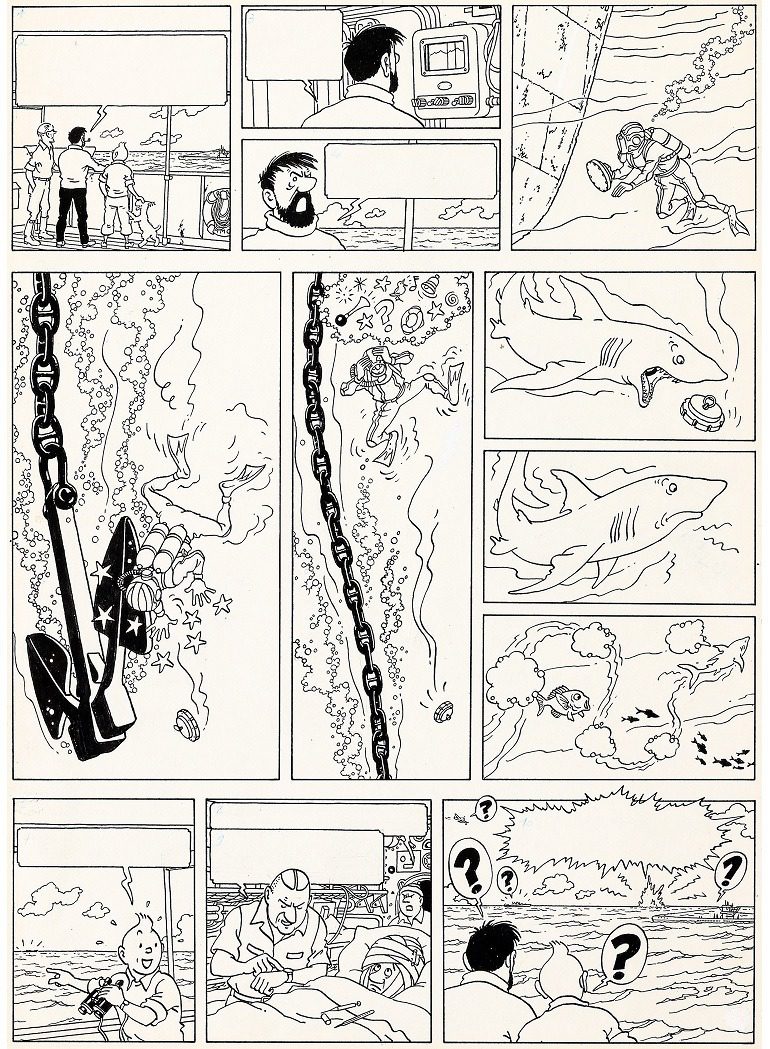 Image: 12-panel page of Original Tintin Art by Belgian cartoonist Hergé is one of the works in Heritage Auctions first European Comic Art Auction 