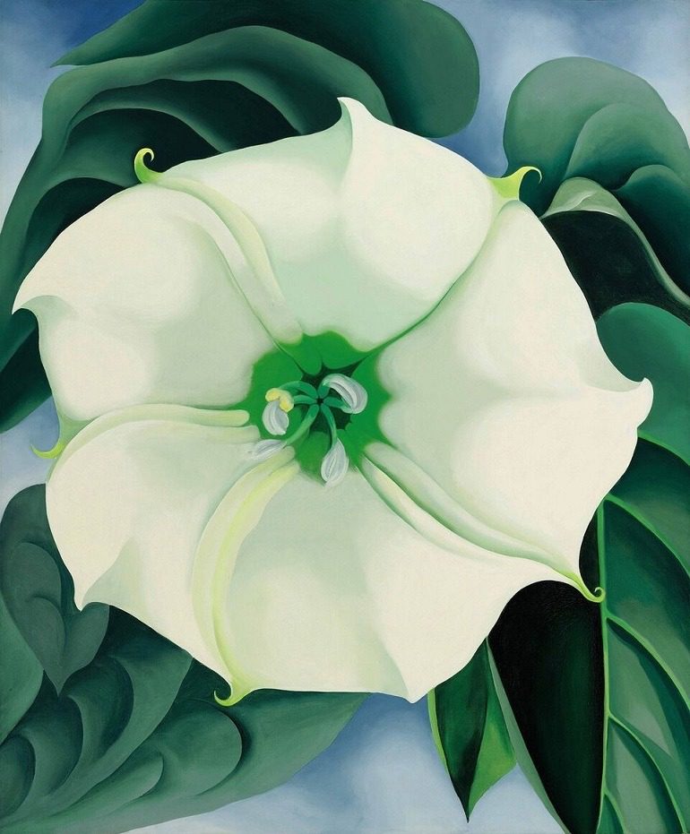 Image: Jimson Weed/White Flower No. 1, 1932 is one of the paintings by Georgia O’Keeffe on display at the Crystal Bridges Museum of American Art in the show The Beyond: Georgia O’Keeffe and Contemporary Art