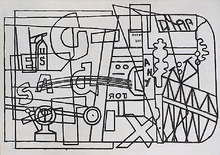 Image: Untitled, Black and White Variation on Windshield Mirror by American artist Stuart Davis on display at the Paul Kasmin Gallery