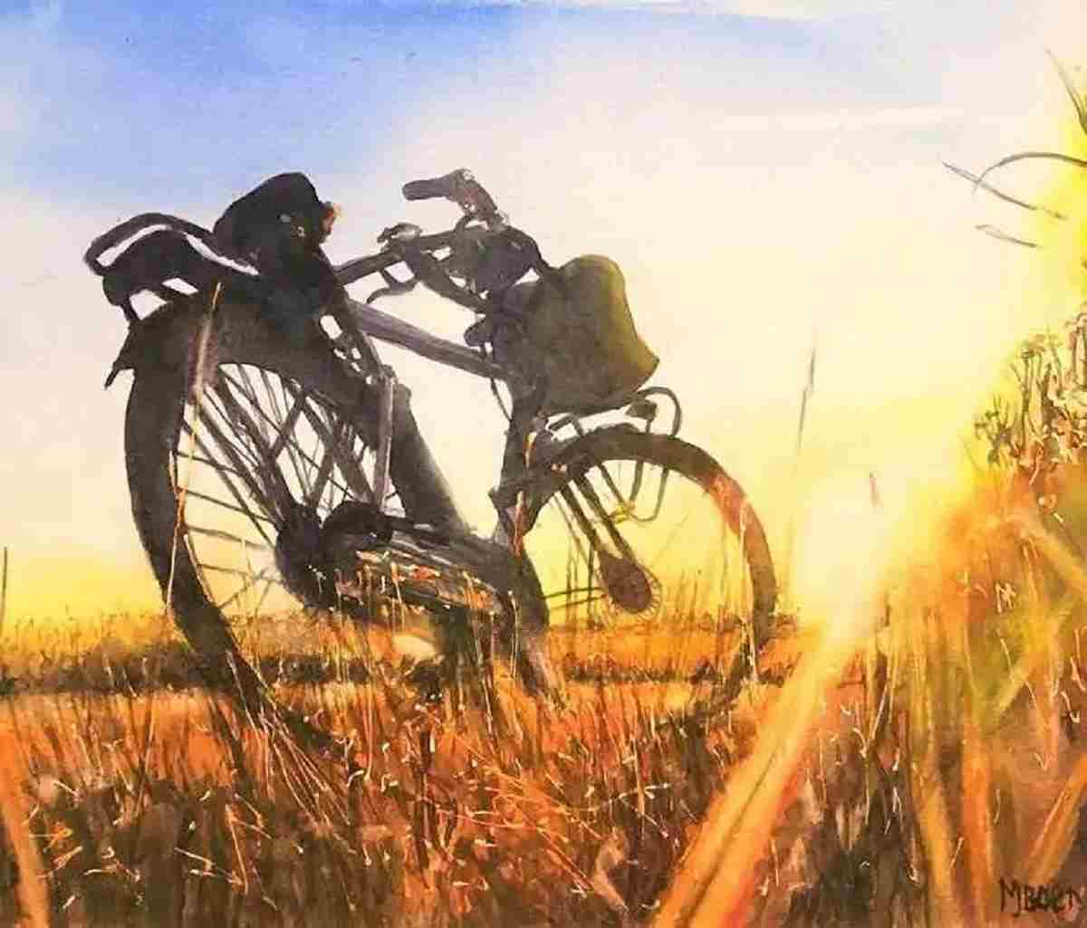 Image: The Lonely Bike, 2018, a watercolor painting by Marco Boer a member of Watercolor Addicts, one of the Facebook Watercolor Groups where artists from around the world converge to share ideas, watercolor tips and techniques.