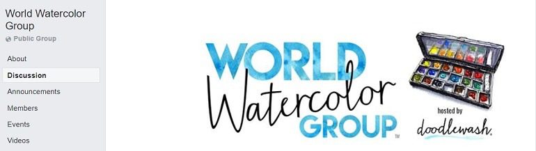 Image: The name World Watercolor Group boldly written on the cover of this group, which is one the Facebook Watercolor Groups watercolorists are turning to for inspiration 