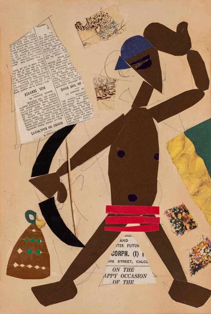 Image: Man with Stringed Bow, a collage on paper by Benodebehari Mukherjee, is one of the works Tanya Bonakdar Gallery will be offering at Art fair where New Galleries Woo Collectors