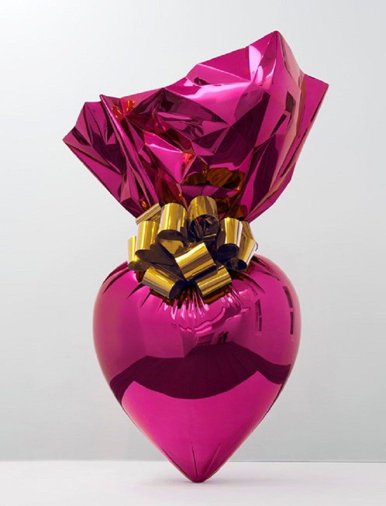 Image: Sacred Heart (Magenta/Gold), a Mirror-polished stainless steel with transparent color coating by Jeff Koons is one of the works Gagosian gallery will be offering at Art Basel 2019-New Galleries Woo Collectors