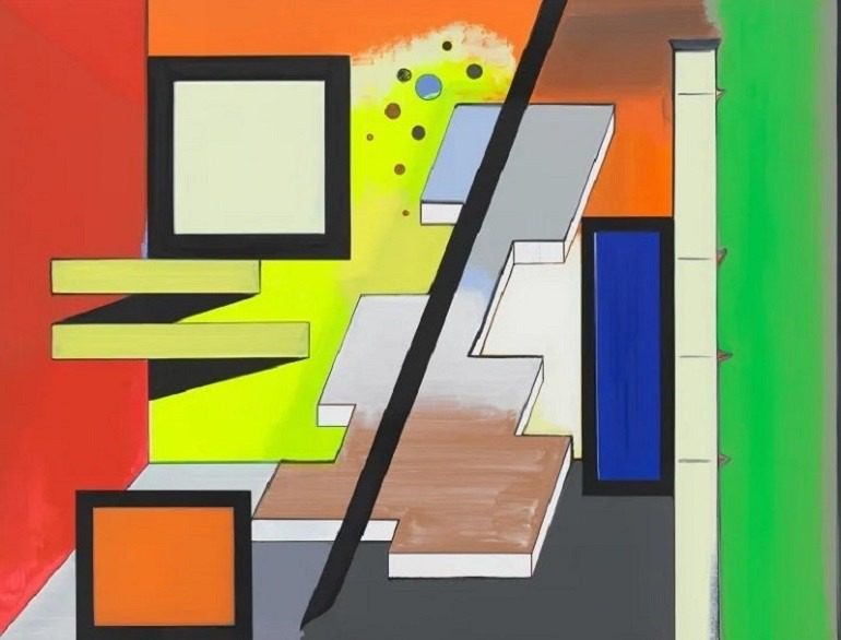 Image: Window / Studio, 2019, an oil, vinyl, pigment, marker on canvas painting by Thomas Scheibitz is one of the works Tanya Bonakdar Gallery will be offering at Art Basel 2019