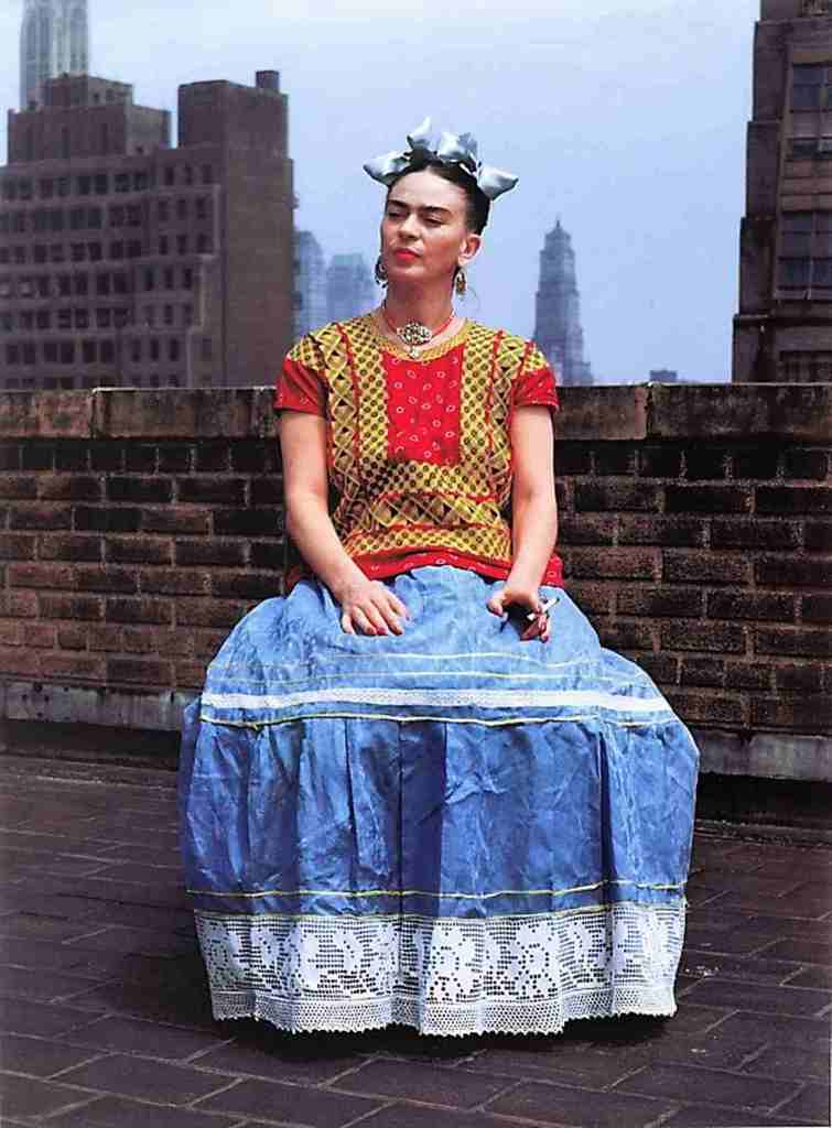 Image: Photograph of Frida Kahlo in New York taken in 1946 by Nickolas Muray is in the  Brooklyn Museum Frida Kahlo show titled Frida Kahlo: Appearances Can Be Deceiving 