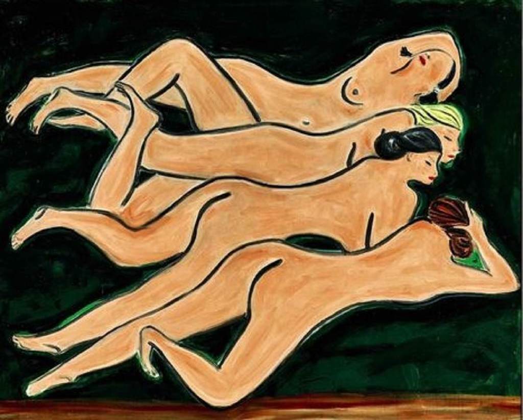 Quatre Nus, an oil on masonite painting of four female nudes in a landscape by Sanyu was one of top sellers at the auction