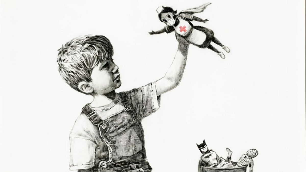 Banksy art donation superhero nurse painting makes record price at Christie's London