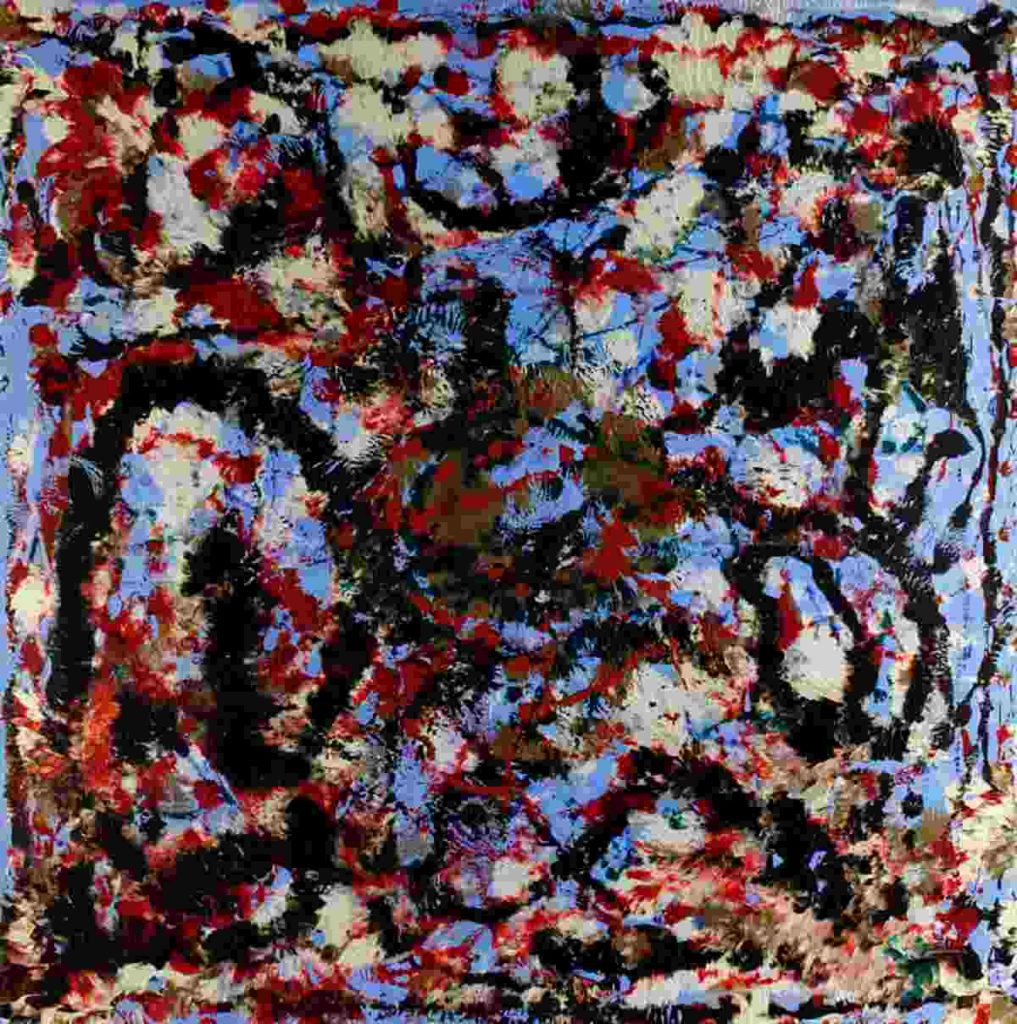 An abstract expressionist painting by Fayez Barakat, one of the works honoring Jackson Pollock