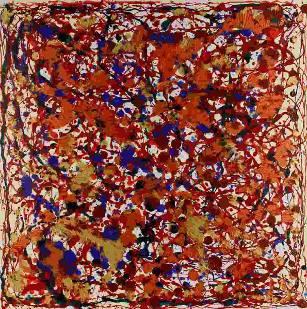 An abstract expressionist painting by Fayez Barakat who honors Jackson Pollock with in his new art exhibition