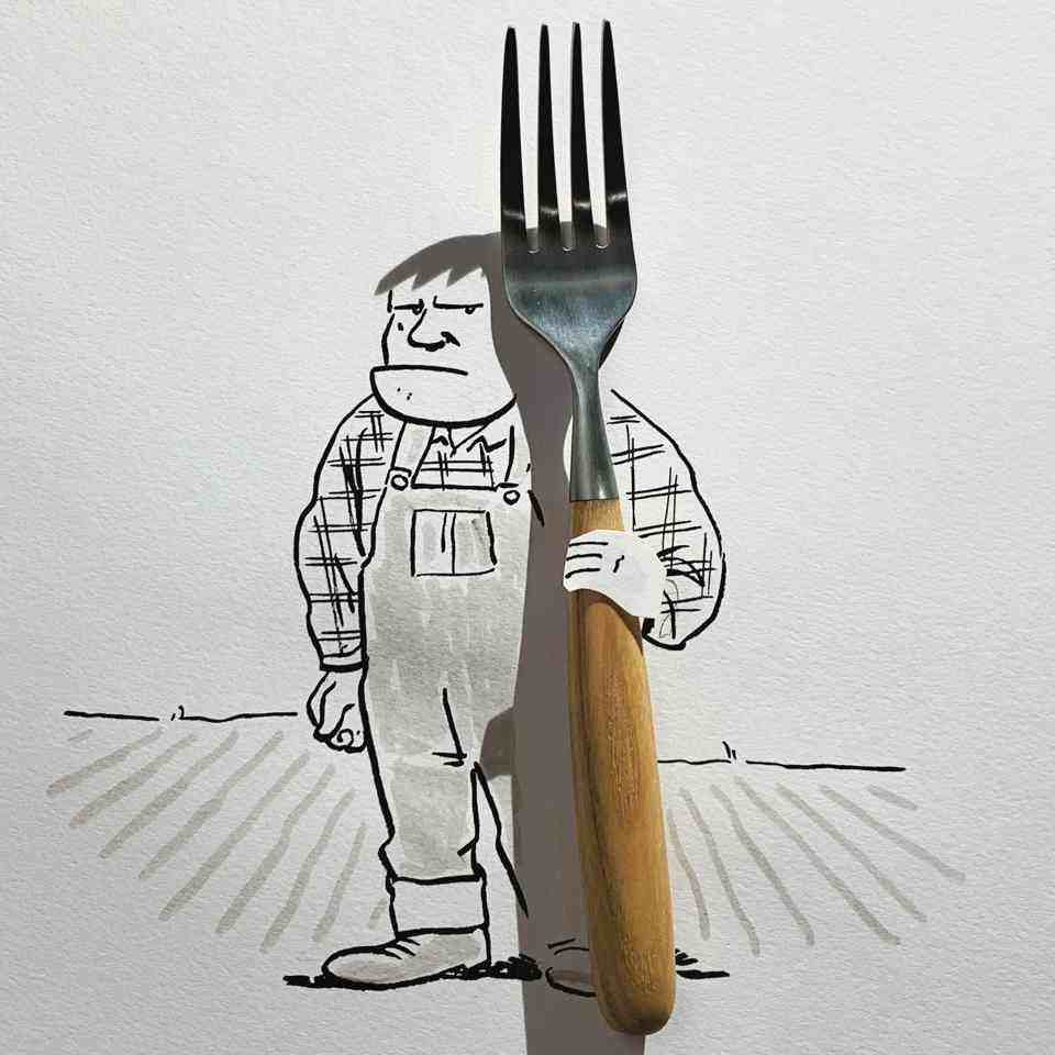 Hair fork farmer, an NFT by Vincent Bal created to raise funds for Trees for the Future