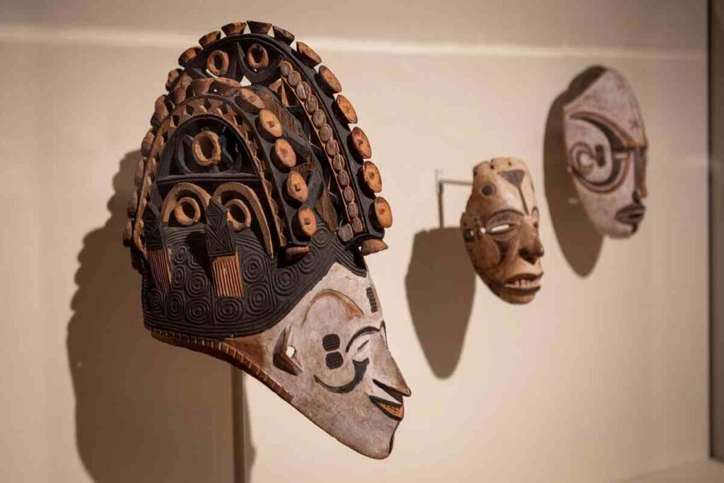 African masks in the exhibition The Language of Beauty in African Art, on of the blockbuster art exhibitions to see this fall