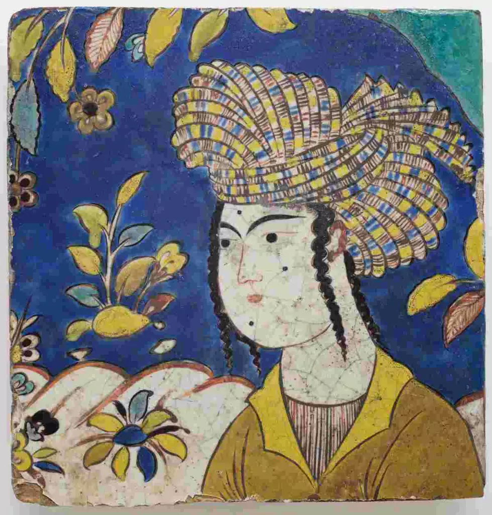 Tile with Image of a Man by an Iranian artist in the exhibition Across Asia: Arts of Asia and the Islamic World